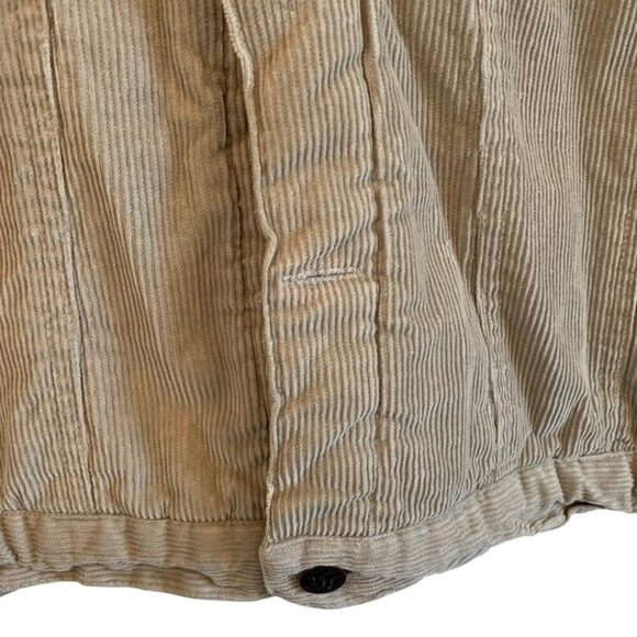 Snow Falls Jacket Womens Medium Grey Beige Corduroy Quilted Lined Sherpa Collar - Picture 8 of 11